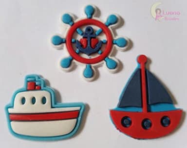 Apliques Barcos e Leme de borracha - pct c/9 unidades
