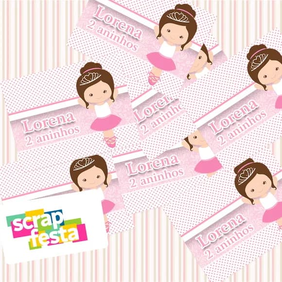 Adesivo Personalizado Retangular Festa Bailarina