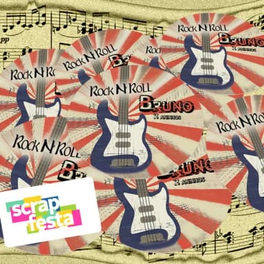 Adesivo 5 cm Redondo Festa Rock'n Roll Vintage