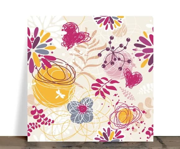 Azulejo Decorativo Floral Abstrato e Corações 15x15 Cerâmica