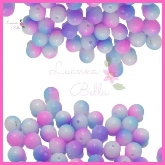 Missanga Bolinha Acrílica Tie Dye - Pct c/65 unidades