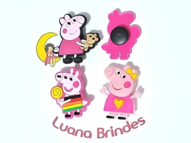 Pins de Crocs Porquinha Rosa Emborrachado 6 Unidades