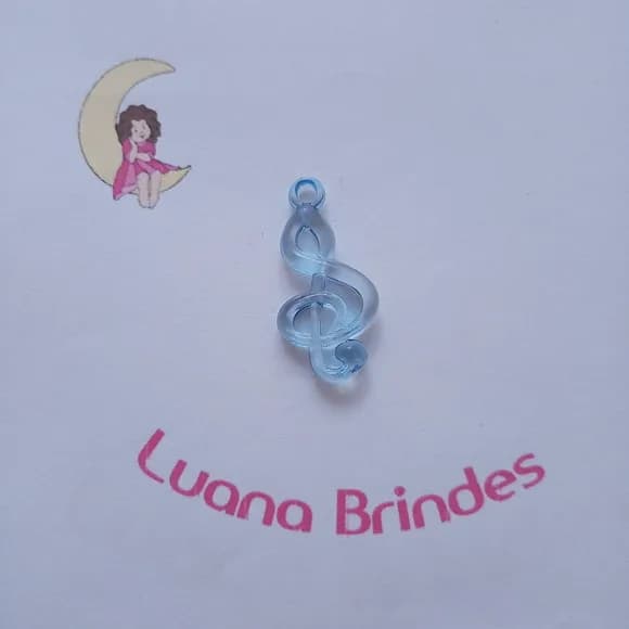 Nota Musical Pingente Azul Acrilico 3,5cm Pct 30 Unidade