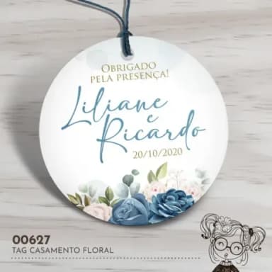 Tag Redonda Casamento Floral - 00627