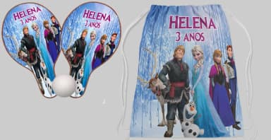 Kit Mochila e Raquete ping pong personalizada Frozen
