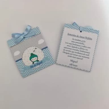 Lembrança Chá de bebê Sachê Sementinha pinguim baby