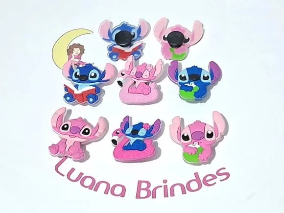 Pins de Crocs Stitch e Angel Pacote com 6 Unidades