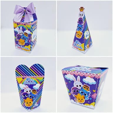 PEGUE E MONTE - Kit Festa BOLOFOFOS LILÁS - Decoração de Festa - Caixinhas Personalizadas