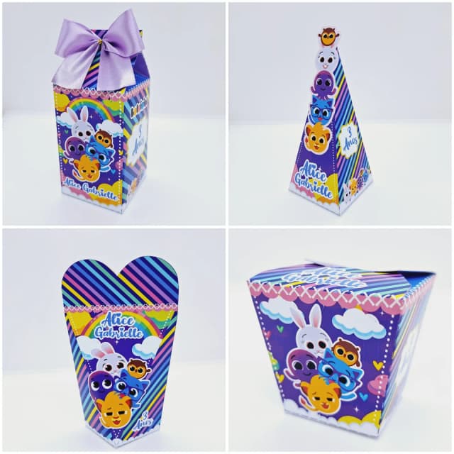 PEGUE E MONTE - Kit Festa BOLOFOFOS LILÁS - Decoração de Festa - Caixinhas Personalizadas
