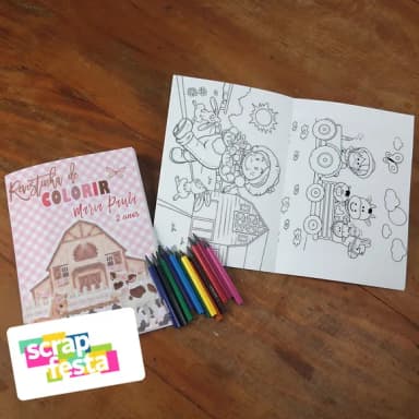 Revista Colorir + Lápis de Cor Festa Fazendinha Aquarela