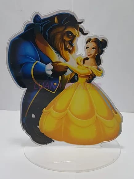 Topo de Bolo Bela e a Fera em Acrílico Adesivado - 1 Unid