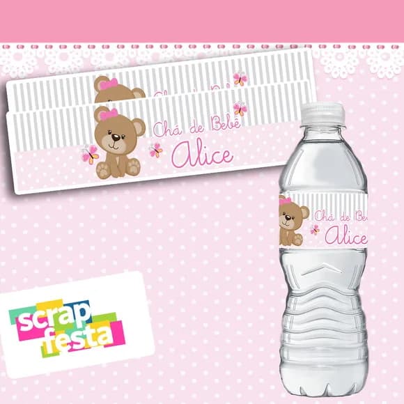 Adesivo Personalizado Rótulo de água 5x19,5 Chá de Menina