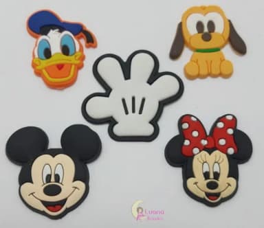 Apliques Personagens Turma do Mickey Borracha-pct C/10 Unid