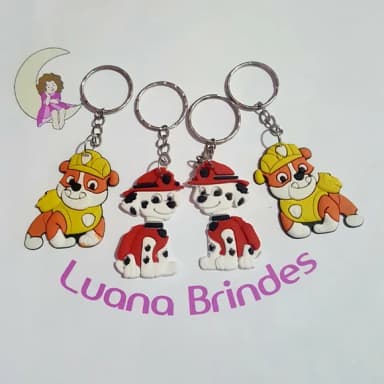 Chaveiro Cachorro Patrulha Borracha Pct 4 Unidades Variados