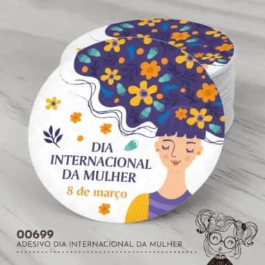 Adesivo Redondo Dia Internacional da Mulher - 00699