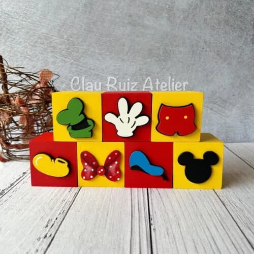 Disney Cubos 6x6cm - Decoração de Festa Infantil e Bebê