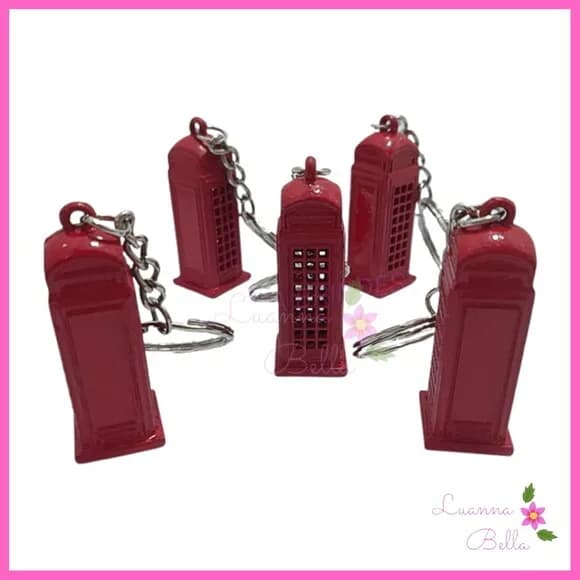 Chaveiro Mini Cabine Telefônica Vermelha de Metal-pct C/3und