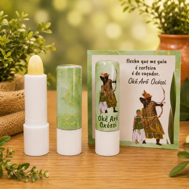 24 Lembrancinhas Personalizada Hidratante Labial Manteiga de Cacau Oxóssi - Odé  - FAZEMOS QUALQUER TEMA