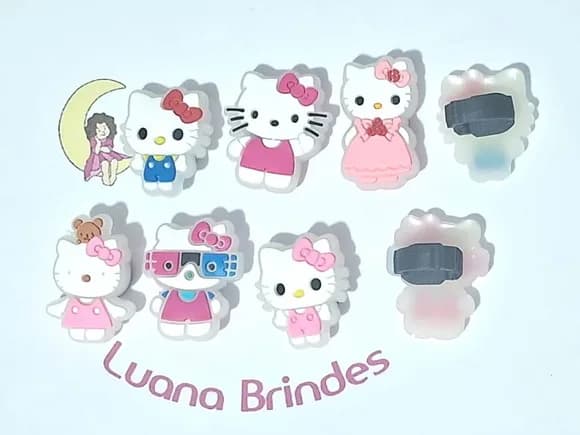 Pins para Cadarço Hello Kitty Flourescente 6 Unidades