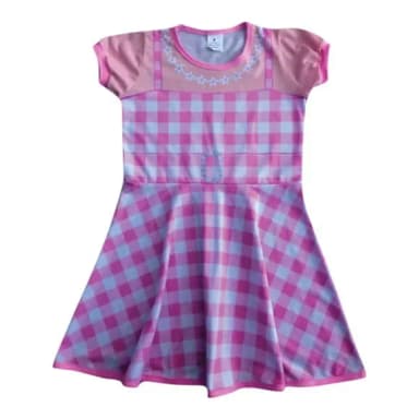 Vestido Infantil Xadrez Rosa Luxo – Fantasia Princesa Infantil para Festas | Ricardo Fantasias
