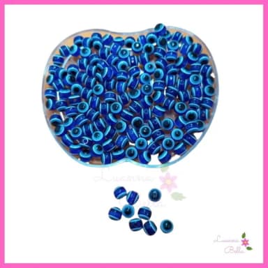 Bolinha Olho Grego Azul 8mm - Pacote c/100 unidades.