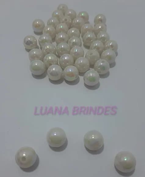 Pérola ABS Irisada Cor Creme - 8mm - pct c/100 unidades