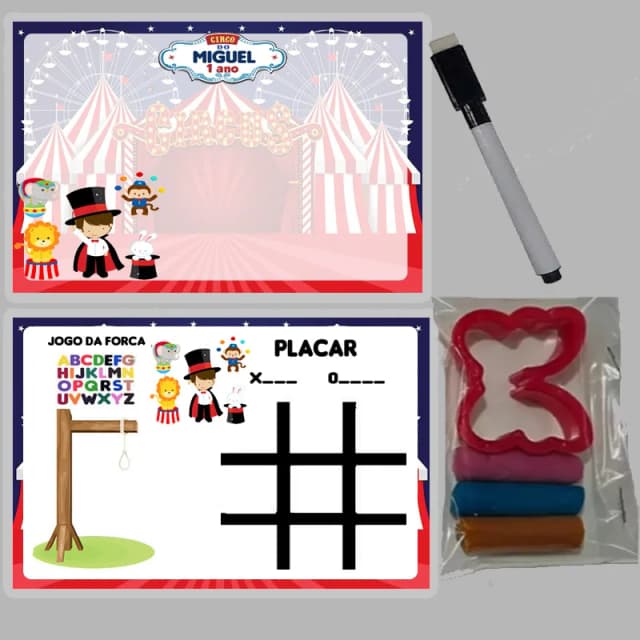 KIT Lousa Magica +massinha de modelar personalizada do Circo