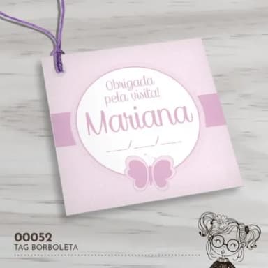 Tag Quadrada Borboleta - 00052