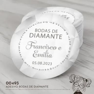 Adesivo Redondo Bodas de Diamante - 00493