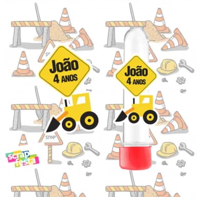 Tubete Personalizado Festa Construção Obra Trator
