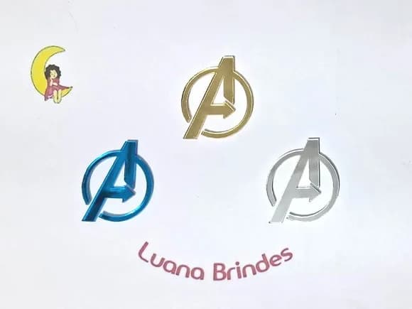 Aplique Avengers Vingadores Acrílico Espelhado 10 Unidades