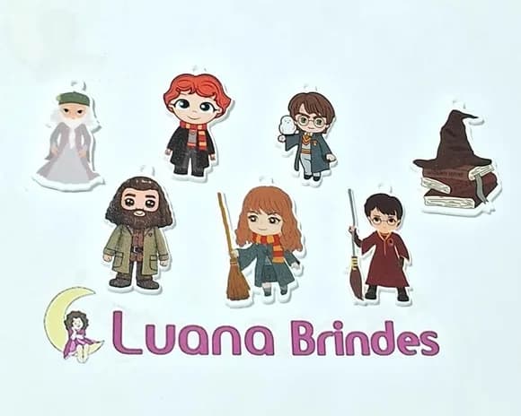 Pingente Harry Potter Acrilico U.v Pct c/ 7 Peças Variados