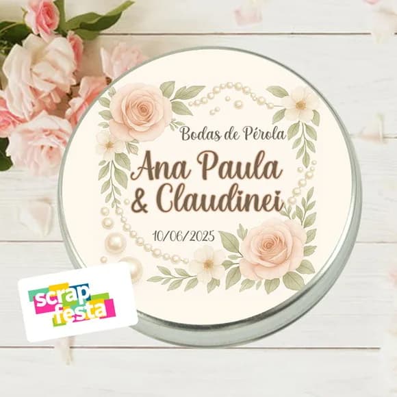 Latinha Personalizada Festa Casamento Bodas de Pérola