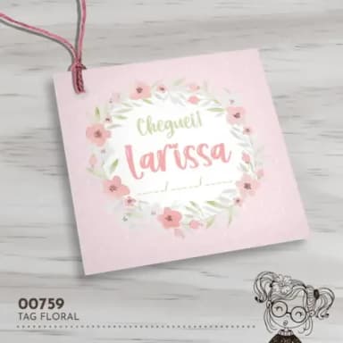 Tag Quadrada Floral - 00759