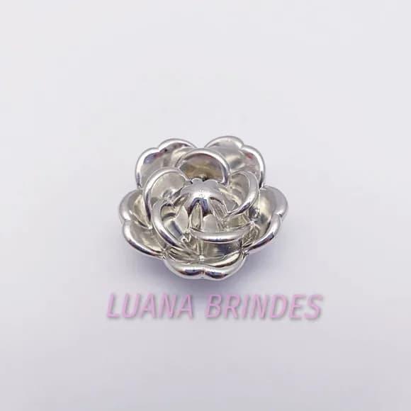 Flor Prata De Abs Com Furo Passante - Pacote C/ 10 Unidades