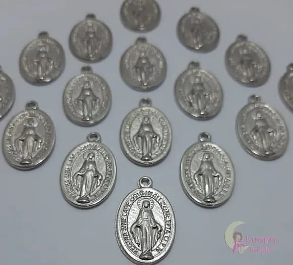 Medalha Nossa Senhora das Graças Metal Prata - pct c/13 unid