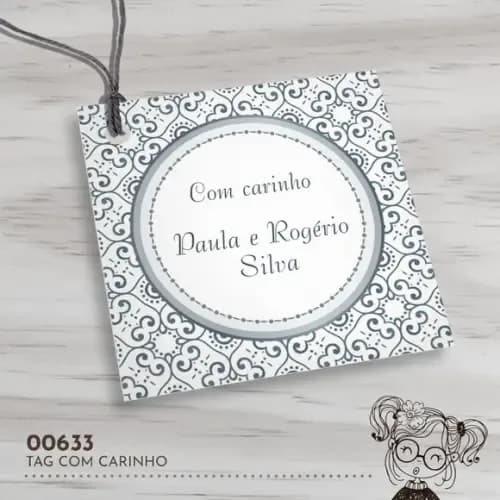 Tag Quadrada com Carinho - 00633