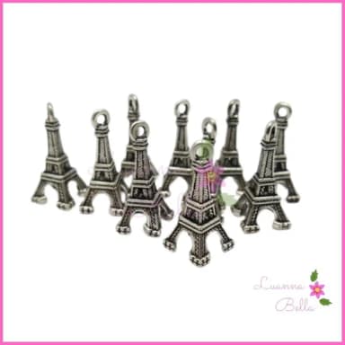 Pingente de Metal Prata Envelhecida Torre Eiffel - Pct c/13