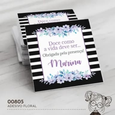 Adesivo Quadrado Floral - 00805