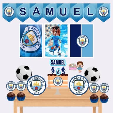 Kit Festa Só Um Bolinho MANCHESTER CITY - Decoração de Festa