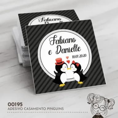 Adesivo Quadrado Pinguins - 00195