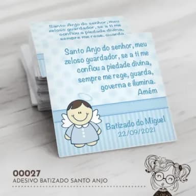 Adesivo Quadrado Oração Santo Anjo - 00027
