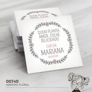 Adesivo Quadrado Floral - 00740