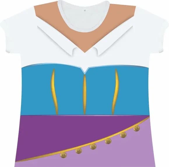 Blusa Adulto Fantasia Princesa Camiseta Estampa Realista Feminina
