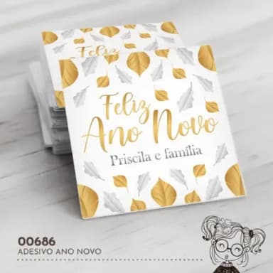 Adesivo Quadrado Feliz Ano Novo - 00686