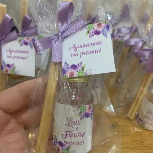 Lembrancinha Casamento Aromatizador Floral Rosa e Lilás