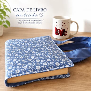 Capa de Livro em tecido Azul Floral