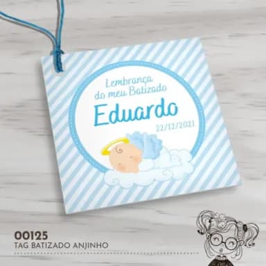 Tag Quadrada Batizado Anjinho - 00125