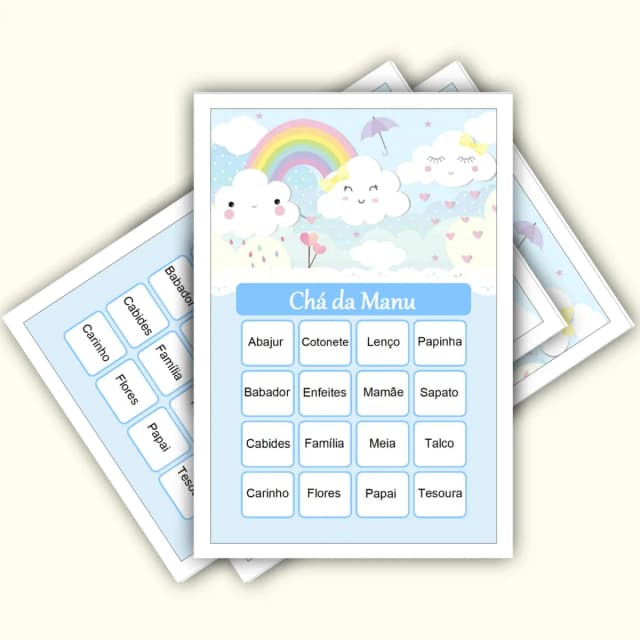 Bingo Chá de Bebê Menina Pdf Para Imprimir