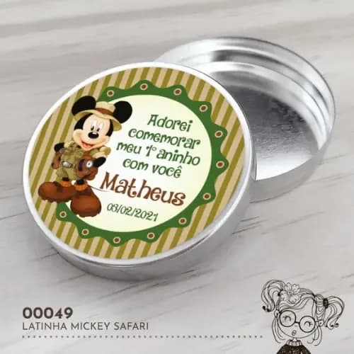 Latinha Adesivada Mickey Safari - 00049